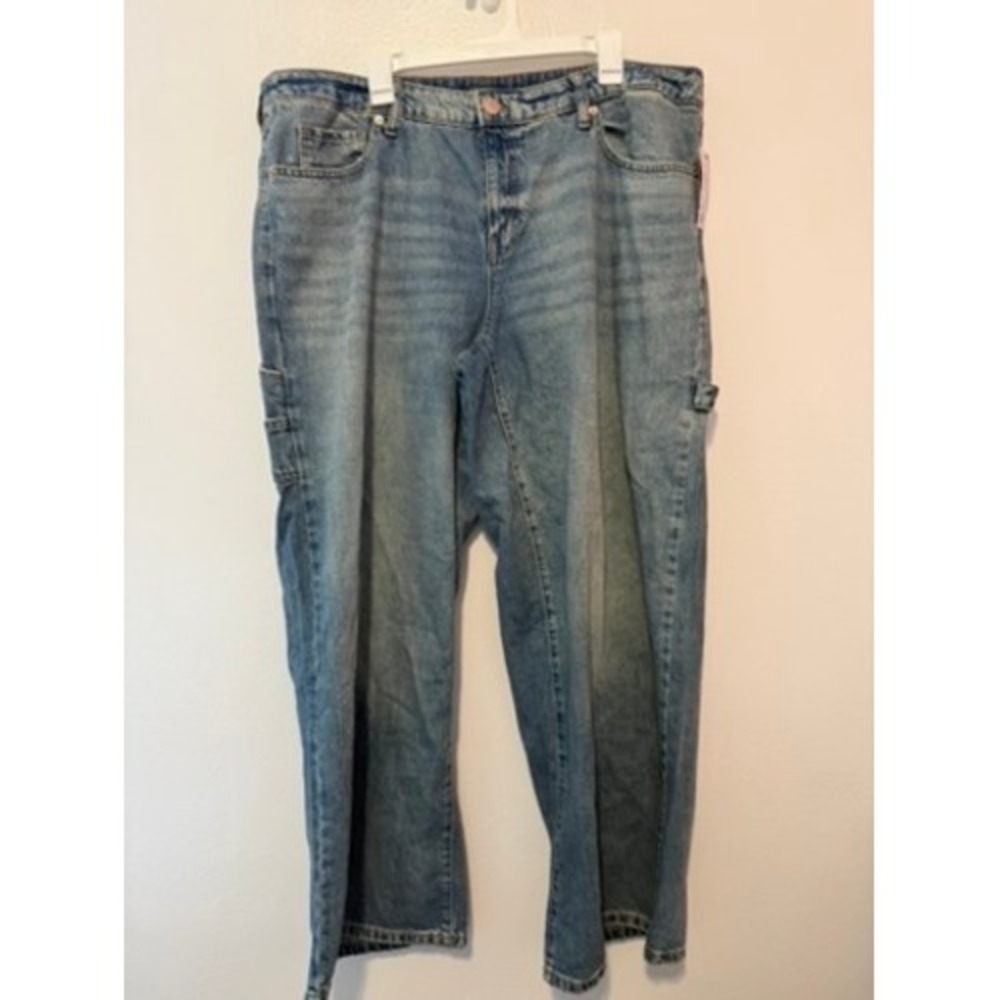 Wild Fable Womens Low-Rise Baggy Jeans Medium Wash Carpenter Rigid Denim Size 17 - Picture 1 of 5